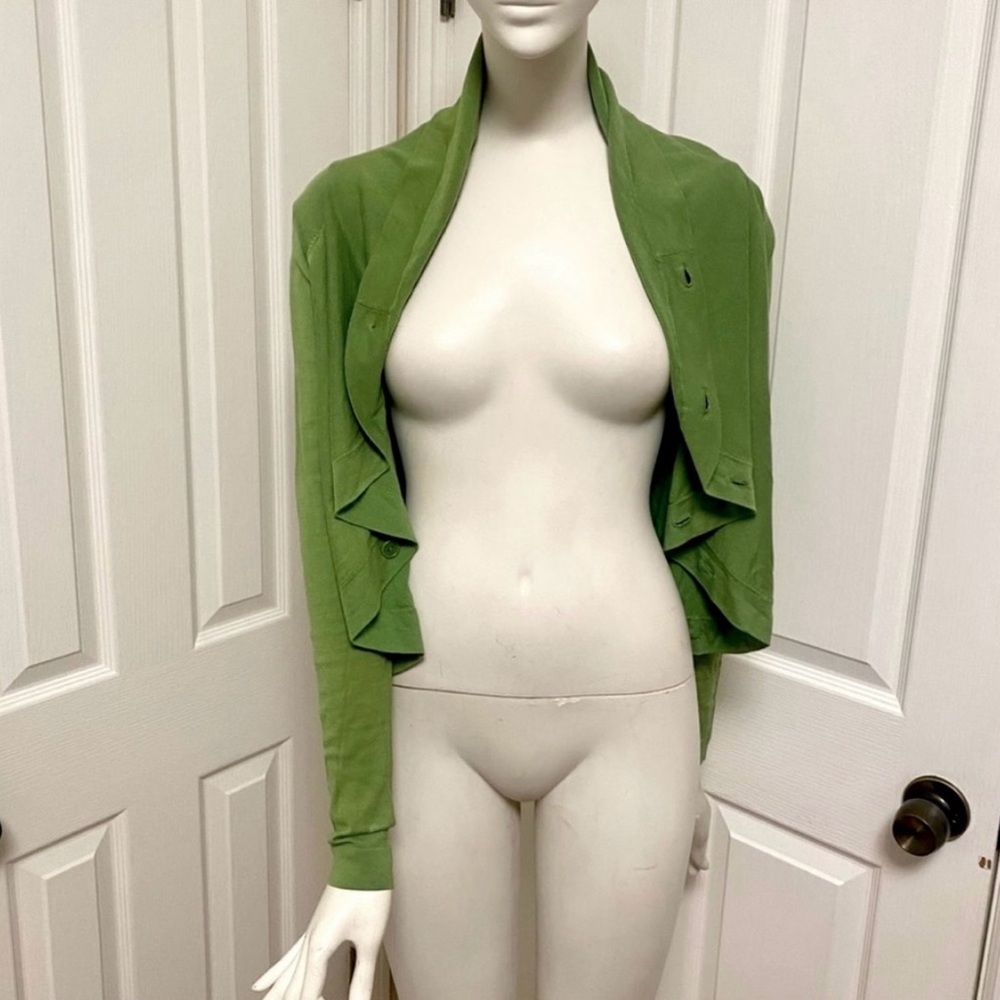 Y2K silk cotton blend BCBG MAXAZRIA green knit button up cardigan sweater XS